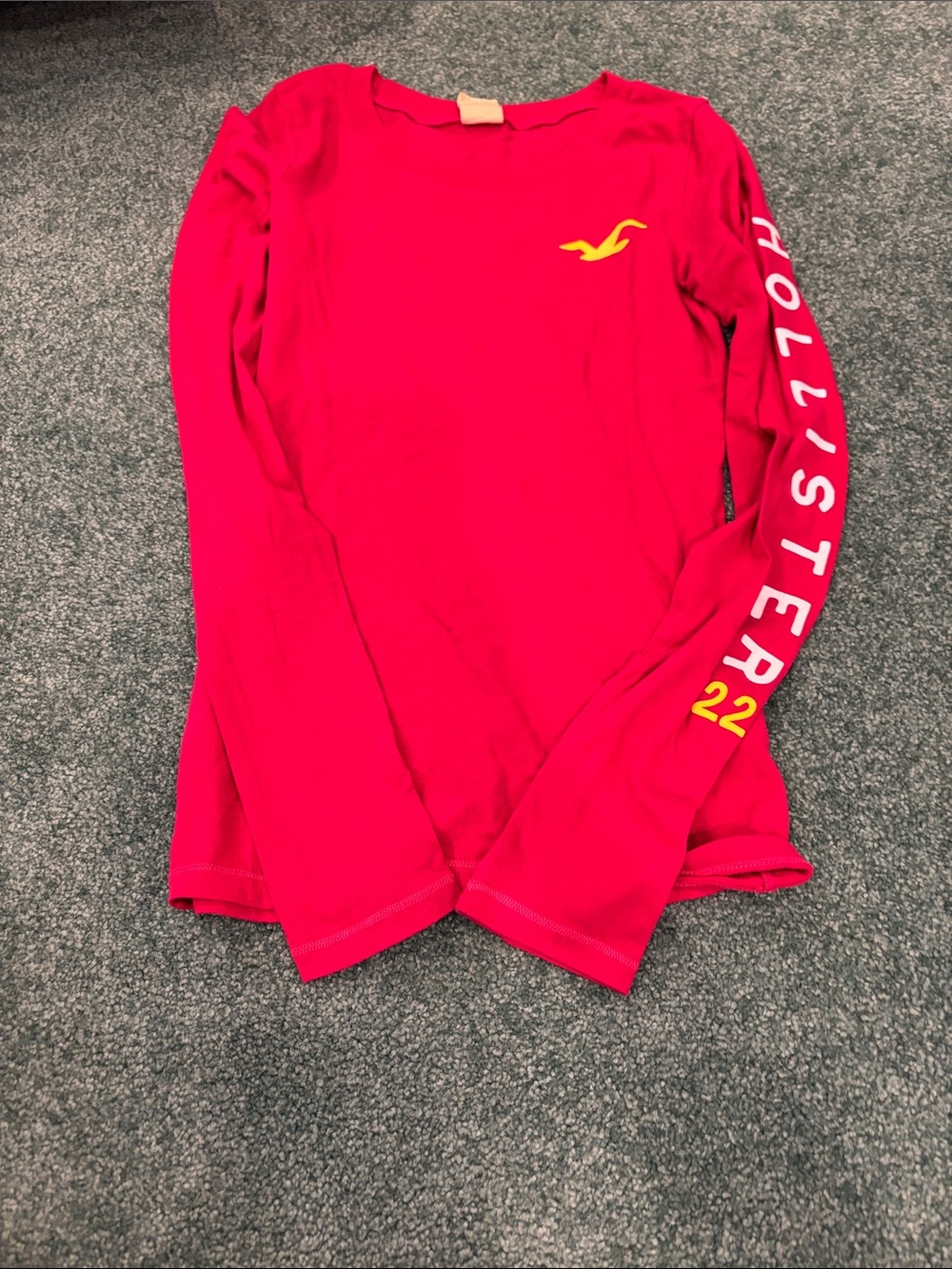 Hollister Women Pink Long Sleeve Graphic‎ Logo Tee XS